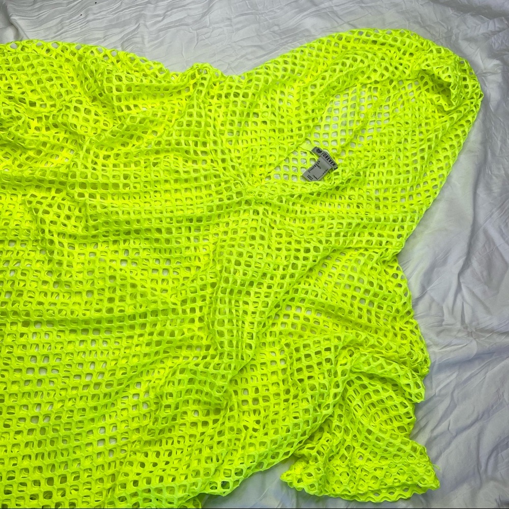 Forever 21 Men’s Neon Lime Green Mesh T-shirt